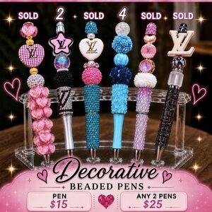 CHOOSE 1*  Beaded Pens Giftable Office Stationary w Refill #1, 2, 4 available